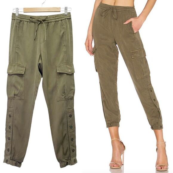 Pam & Gela x Revolve Snap Leg Cargo Crop Jogger Pants in Army Green Size P |  XS - Picture 13 of 13